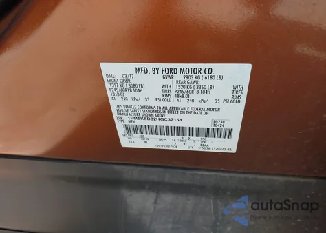 2017 Ford Explorer Xlt from USA, damaged, VIN 1FM5K8D82HGC37151